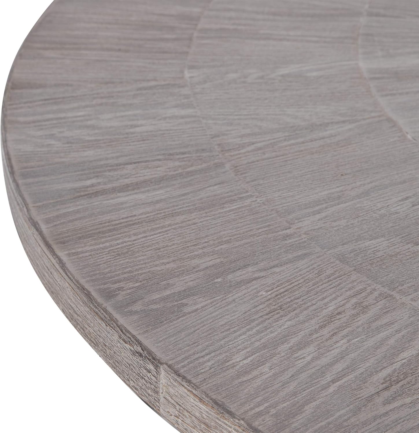 MY SWANKY HOME Luxe Gray Oak Elm Wood Dining Table Scandi Style 6 Seat Trestle Round 52 in