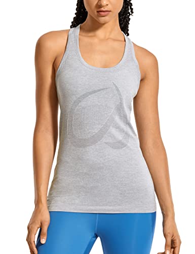 CRZ YOGA Women's Active Seamless Workout Tank Tops Racerback Athletic Running Yoga Gym Shirts Long Length