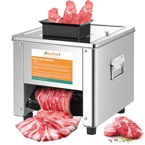 Newhai 850W Meat Cutter Machine 3.5mm Electric Meat Slicer Shredded Cutting Machine Stainless Steel 330lb/h for Boneless Pork Chicken Fish for Family and Commercial Use (Meat thickness: 3.5mm)