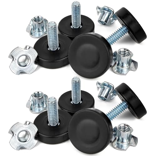 8 Pcs 1/4” Adjustable Leveling feet Furniture Leveler with Threaded Rotary Screw Adjustable Table and Chair LevelerSuitable for Table Legs Furniture Foot cabinets Sofas