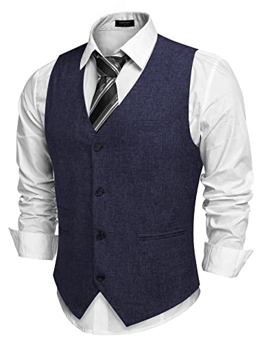 COOFANDY Men's Casual Business Vests Lightweight Waistcoat Slim Fit Suit Vest