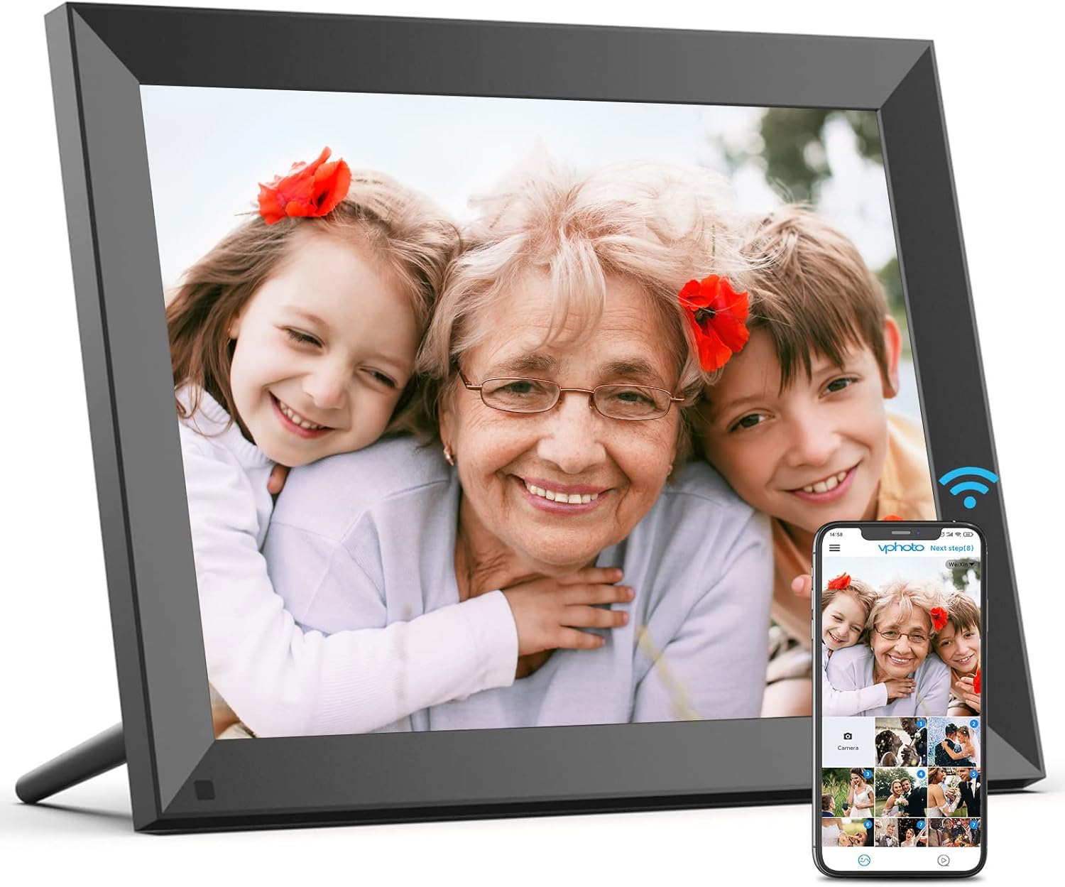 BSIMB 15-Inch 32GB WiFi Digital Picture Frame, Extra Large Electronic Photo Frame with Touch Screen, Share Pictures&Videos via App&Email from Anywhere, Dad Gifts, Gifts for Men