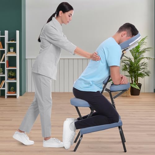 Portable Massage Chair, Folding Tattoo Chair with Face Cradle for Spa, Therapy, Beauty Salon, Black