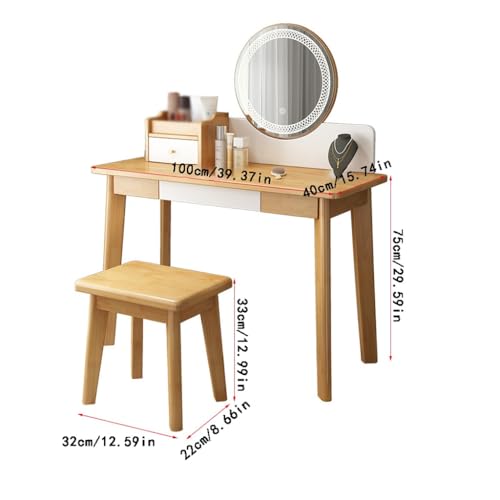 LUNIZ Modern Vanity Desk Solid Wood Dressing Table, Modern and Simple Bedroom Table, Home Nordic Style Dressing Table Dressing Table