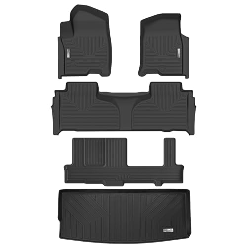 Floor Mats for 2021 2022 2023 2024 Chevrolet Chevy Tahoe/GMC Yukon w(Not for Yukon XL) 2nd Row Bucket Seats,1st & 2nd & 3rd Row Full Set,TPE All Weather Car Floor Liners
