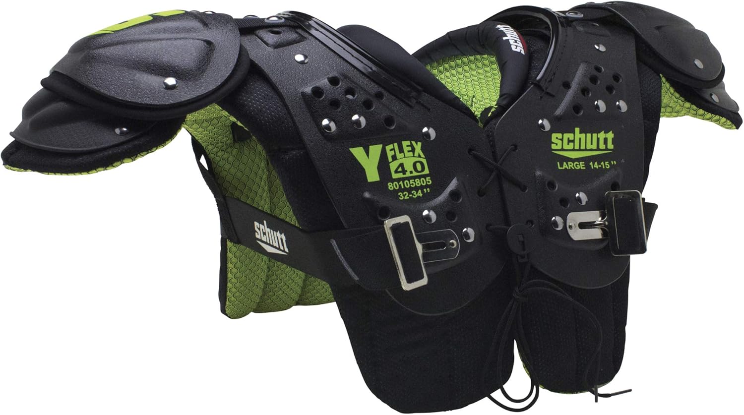Schutt Y-Flex 4.0 Shoulder Pads, Football, Black, X-Large