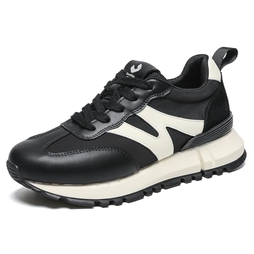 Sneakers for Women Genuine Leather Suede Patchwork Non-Slip Casual Walking Shoes Comfortable Gym Tennis Running Shoes Womens Fashion Sneakers