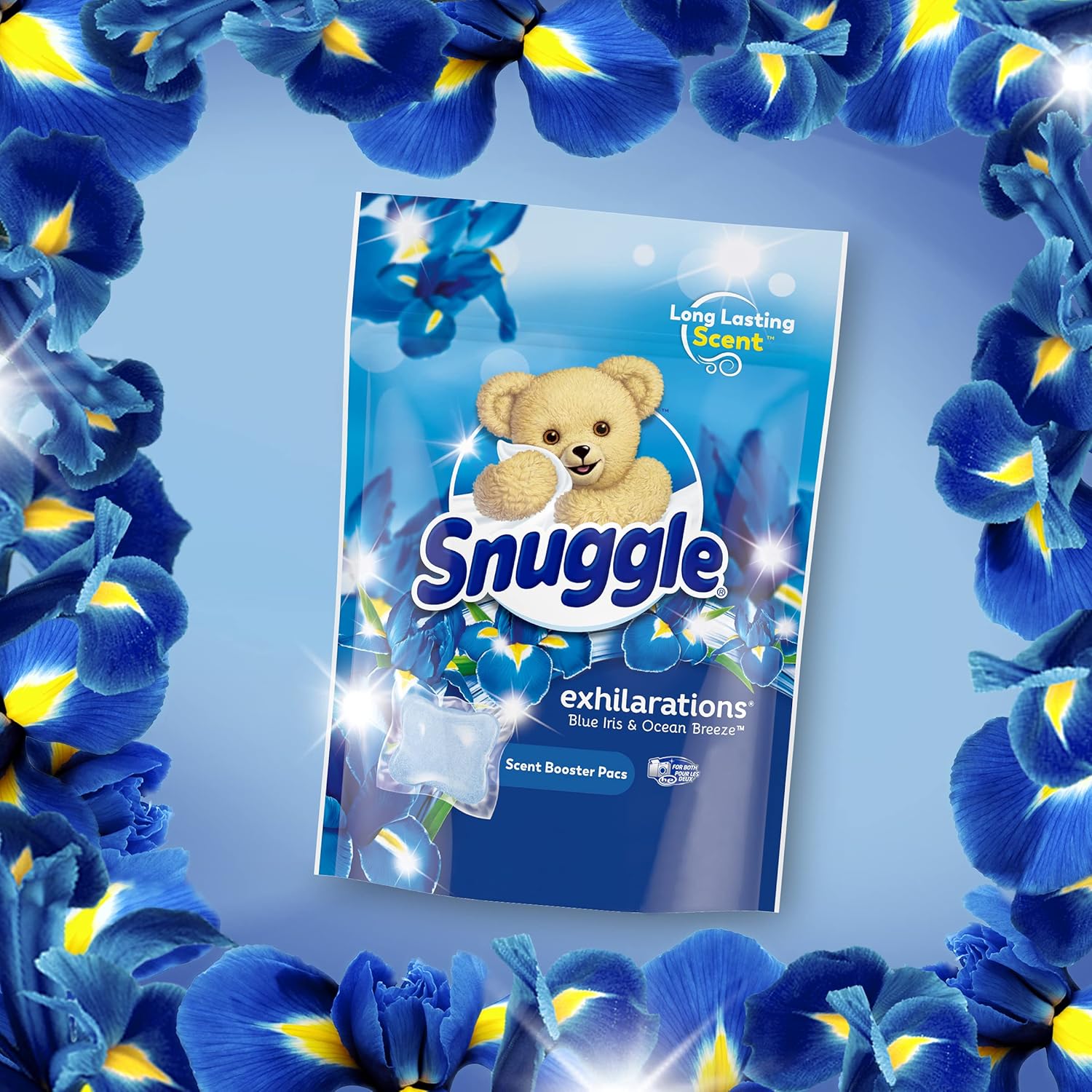 Snuggle Scent Boosters In-Wash Laundry Scent Pacs, Blue Iris Bliss & Ocean Breeze, 115 Count (Packaging may Vary)