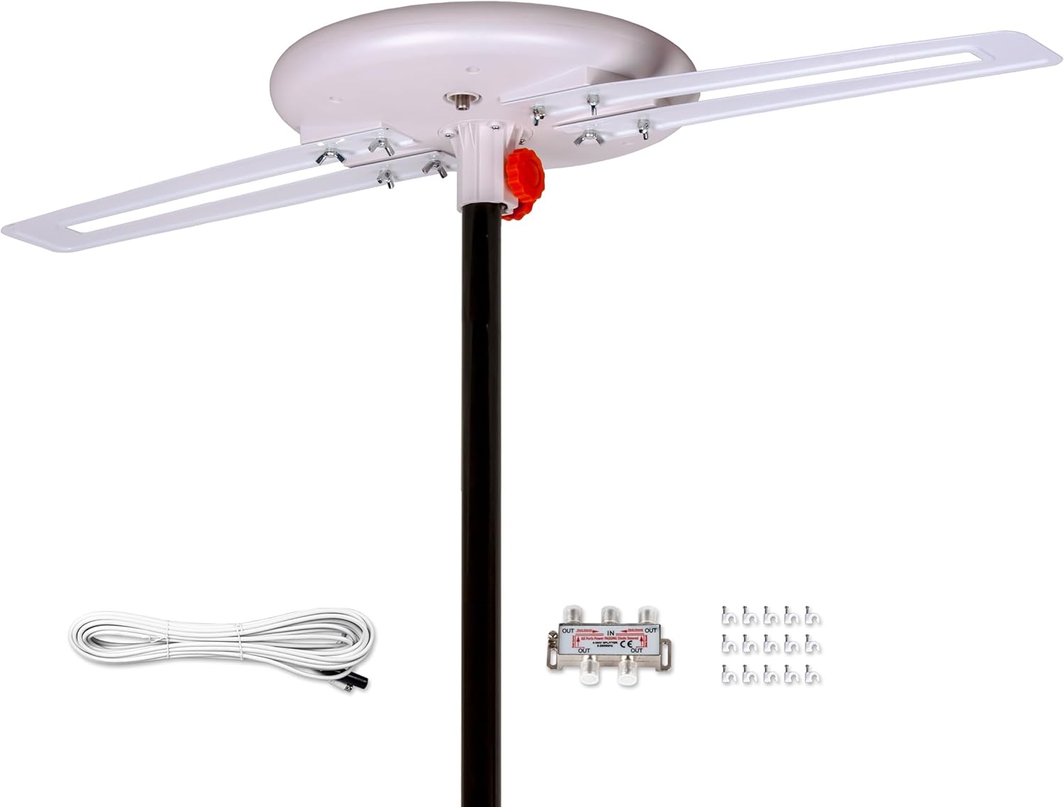 Five Star Upgraded 2024 Omni-Directional Outdoor HD Digital TV Antenna 360 Degree,4TVs Installation Kit for Attic or Outdoor, Weather Resistant, Supports ATSC 3.0 and 4K 1080P HD Smart TV VHF UHF