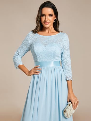 Ever-Pretty Women's Bridesmaid Dresses 3/4 Sleeve Empire Waist Maxi Mother of The Bride Dresses
