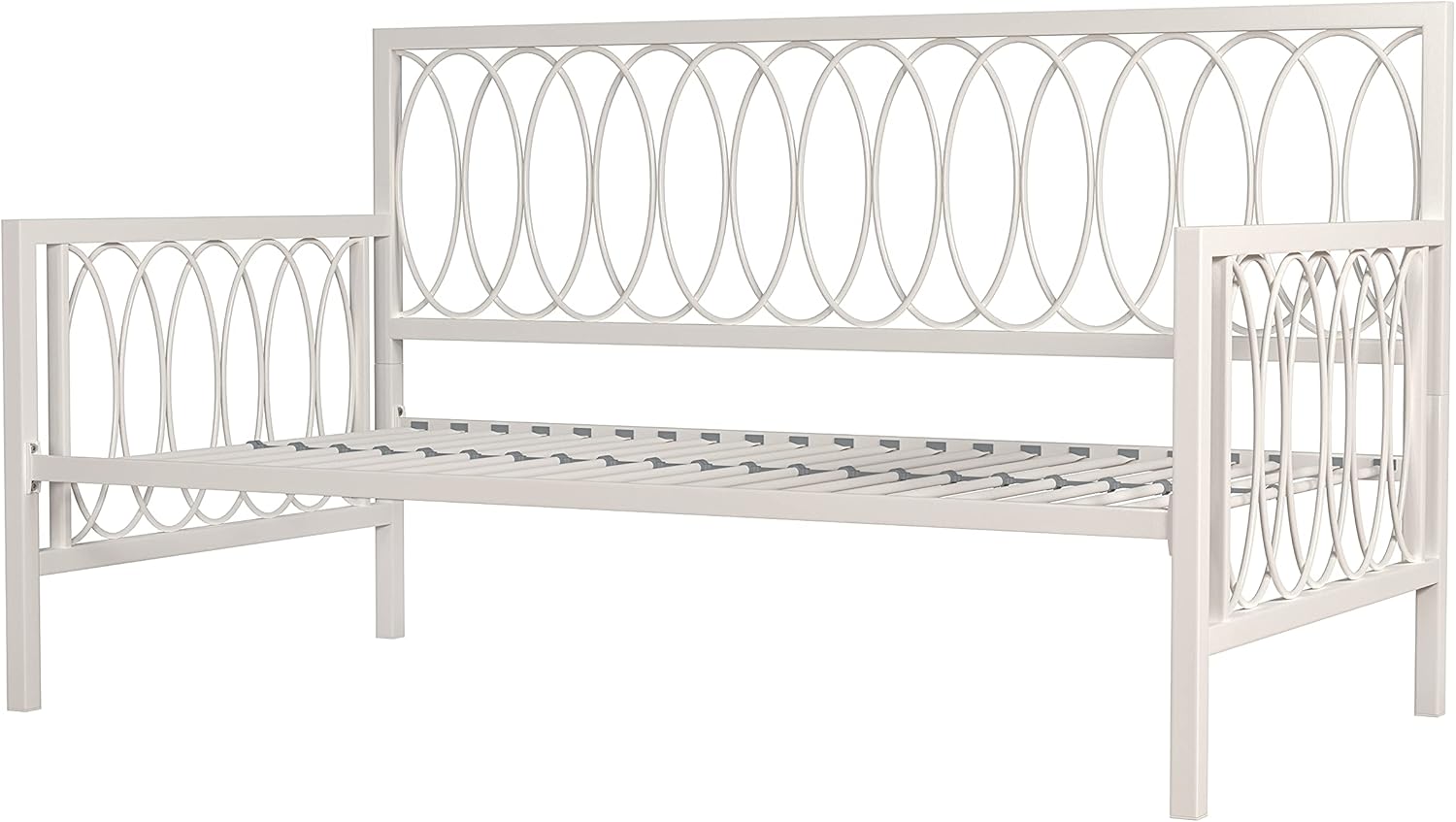 Hillsdale Metal Geometric Interlocking Ring Design Twin Daybed with Trundle, White, 2604-100