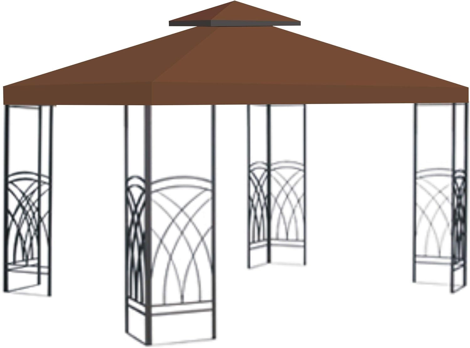 Benefitusa Canopy Only 10'x10' Replacement Gazebo Top Canopy Patio Pavilion Cover Sunshade Plyester Double Tier - Brown