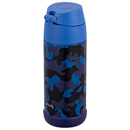 Snug Kids Water Bottle - insulated stainless steel thermos with straw (Girls/Boys) - Space Wars, 12oz