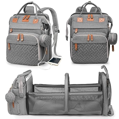 Baby Diaper Bags with Changing Station, Waterproof Diaper Bag Backpack for Moms Dads with USB Charging Port, Baby Shower Gifts, Large Capacity diaper backpack, Black