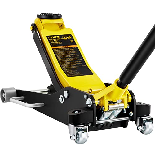 VEVOR 3 Ton Low Profile, Heavy-Duty Steel Racing Floor Jack with Dual Pistons Quick Lift Pump, Lifting Range 3.35