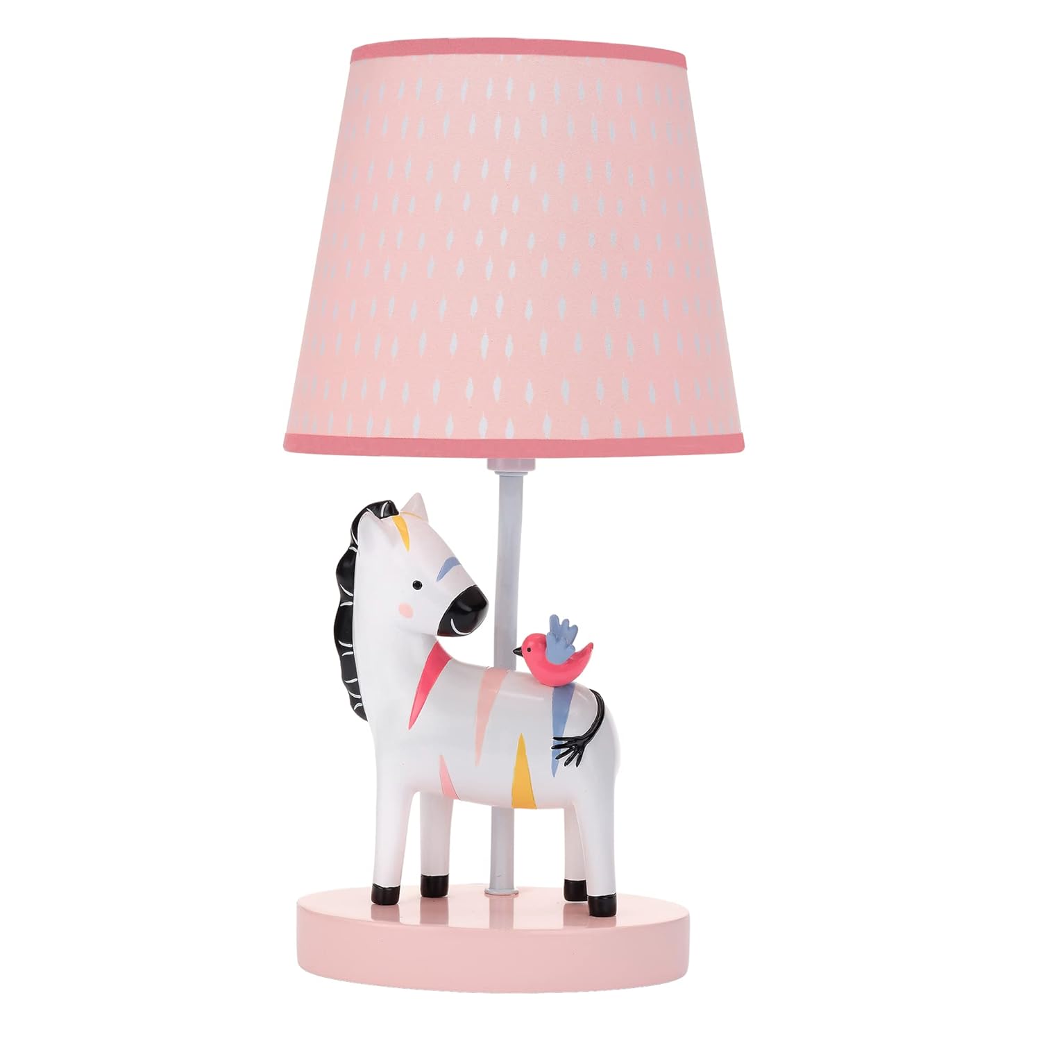 Lambs & Ivy Jazzy Jungle Zebra White/Peach Nursery Lamp with Shade & Bulb