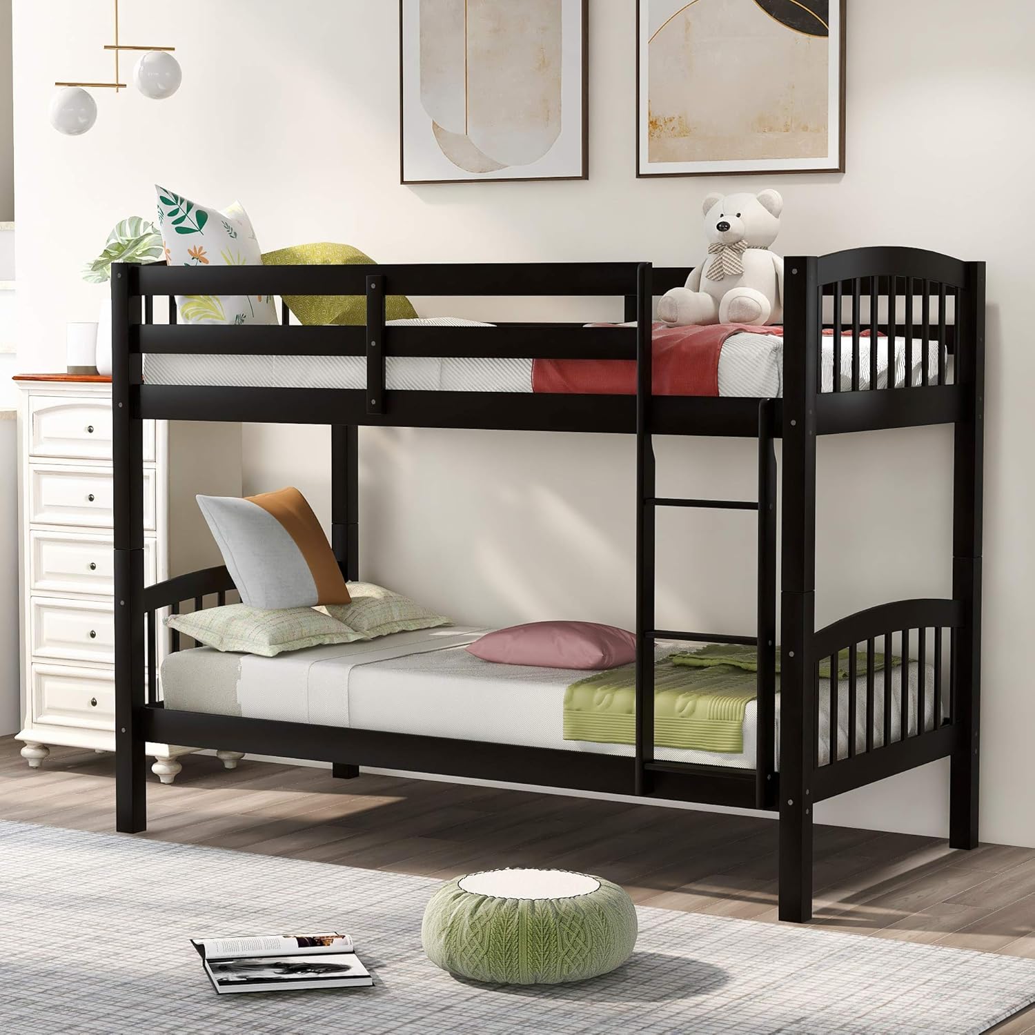 Twin Over Twin Bunk Bed with Ladder,Espresso (OLD SKU: LP000066AAP)