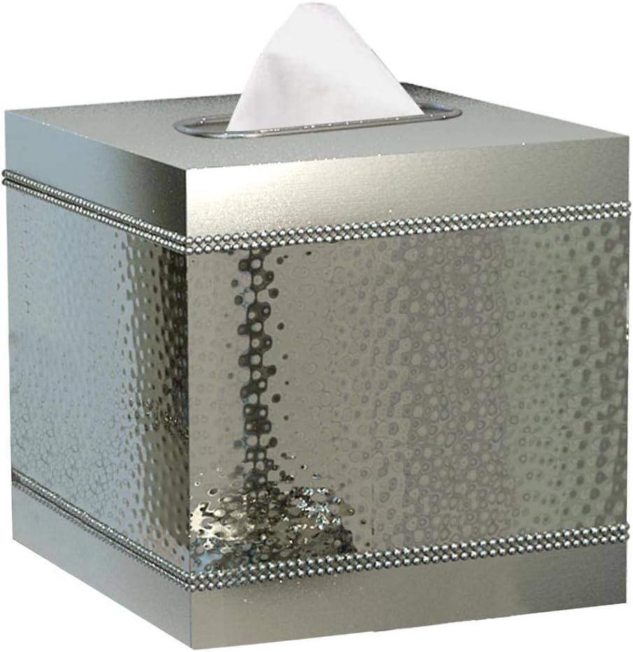 nu steel Hudson Bathroom & Desk Tissue Box Holder in Premium Polished Stainless Steel for Bathrooms & Vanity Spaces