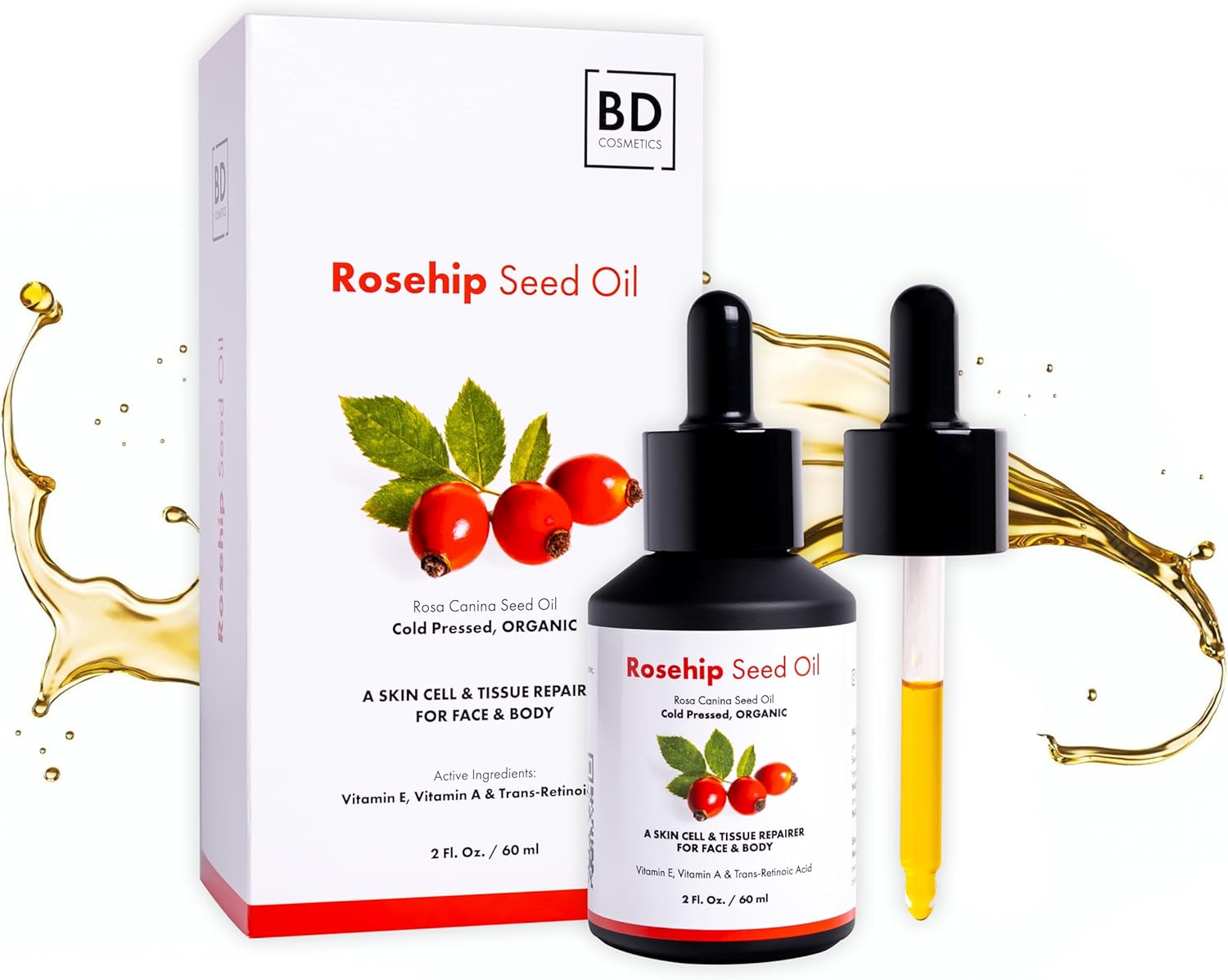 Rosehip Oil for Face Organic Cold Pressed - Rosehip Seed Oil Virgin for Gua Sha Massage Facial Oil- Pure Unrefined Moisturizer Rose Hip Oil for Body Acne Scars Anti-Aging Massage Oil 2oz