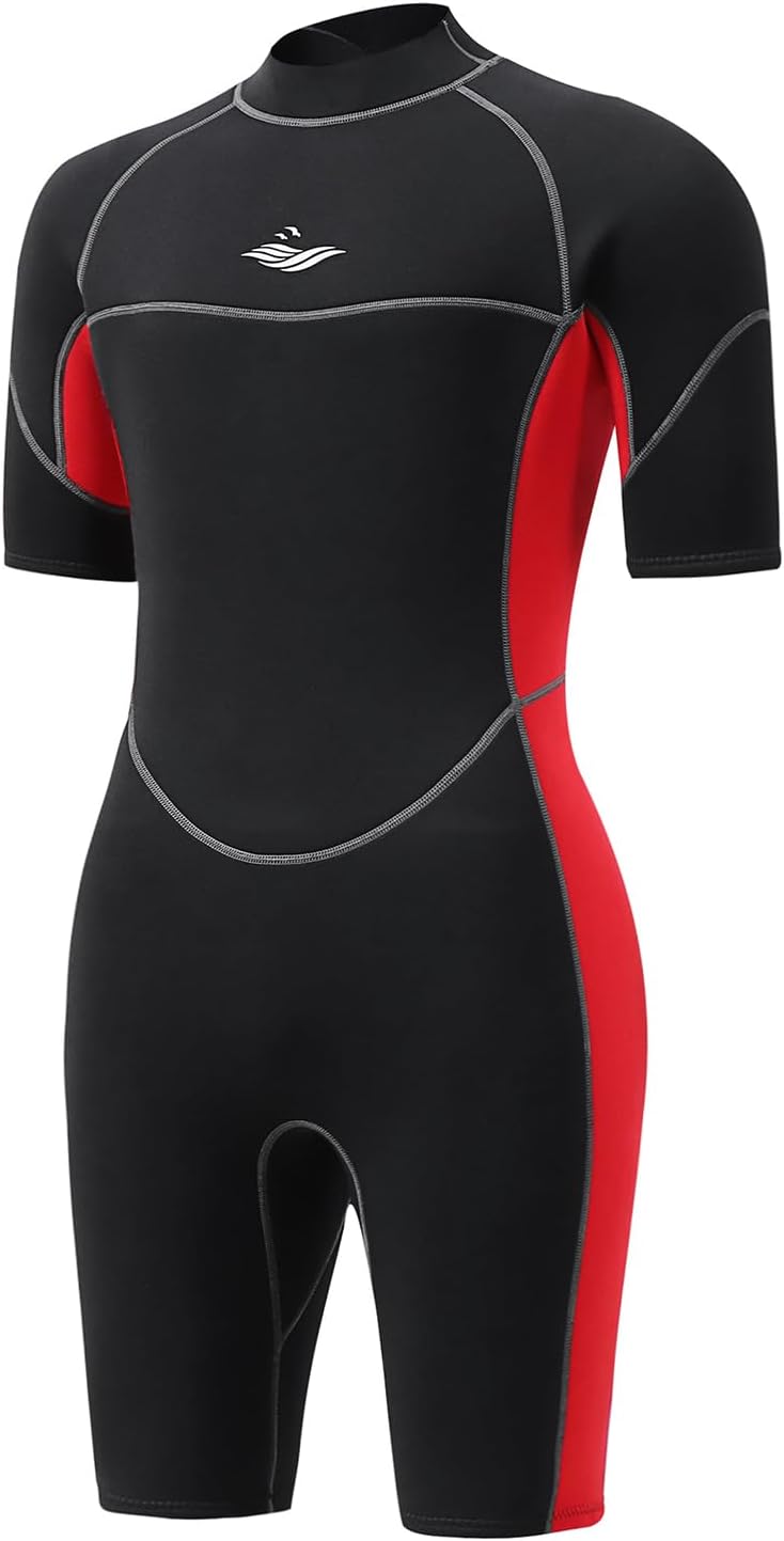 3mm Shorty Full Wetsuit for Men - Neoprene Dive Skin Front Back Zip Scuba Diving Suit for Diving Snorkeling Surfing Swimming