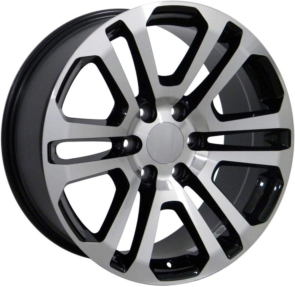 OE Wheels LLC 20 inch Rim Fits 6x139.7 Silverado Suburban Tahoe Sierra Yukon Escalade CV99 20x9 Black Machined Wheels Hollander: 4741