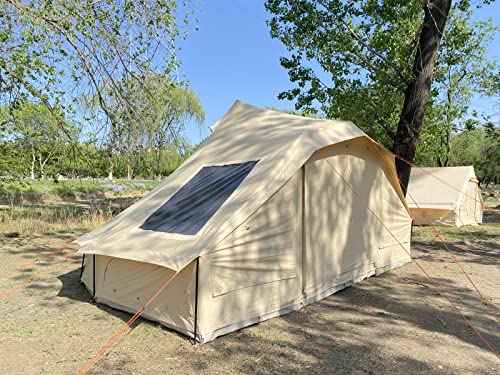 UNISTRENGH Large Waterproof 4 Season Cotton Canvas Bell Tent Glamping Yurt with Stove Jack Hole for 6-8 People Camping Hunting Hiking
