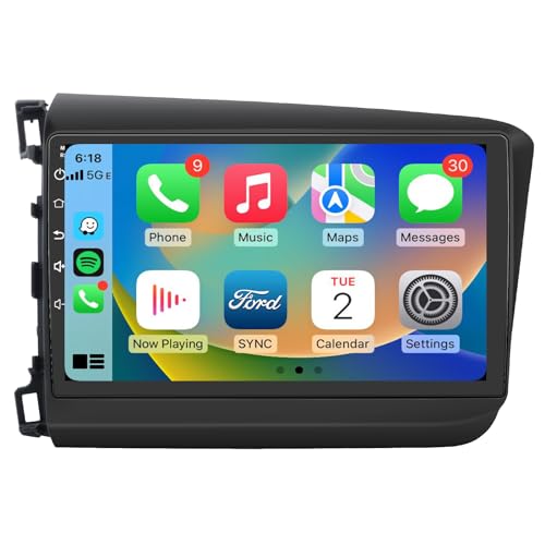AWESAFE Car Radio Stereo for Honda CRV 2012 2013 2014 2015 2016, Built in Wireless CarPlay Android Auto Touch Screen Radio Support Bluetooth WiFi GPS Navigation Steering Wheel Control