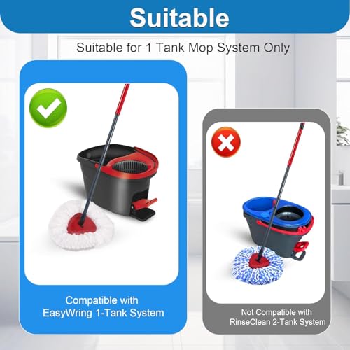 4 Pack Spin Mop Replacement Head Compatible with EasyWring 1 Tank Microfiber, 30-58