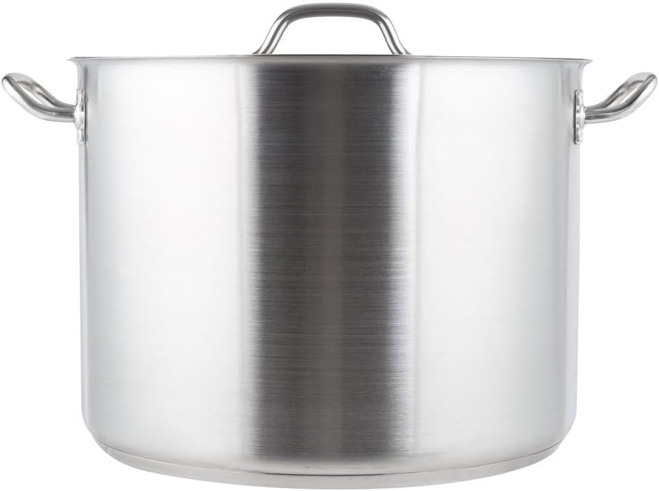 Soro Essentials- 40 qt. Stainless Steel Stock Pot with Lid- Heavy Duty Induction Ready Large Stock Pot Stew Pot Simmering Pot Soup Pot with Encapsulated Base and Oven Safe