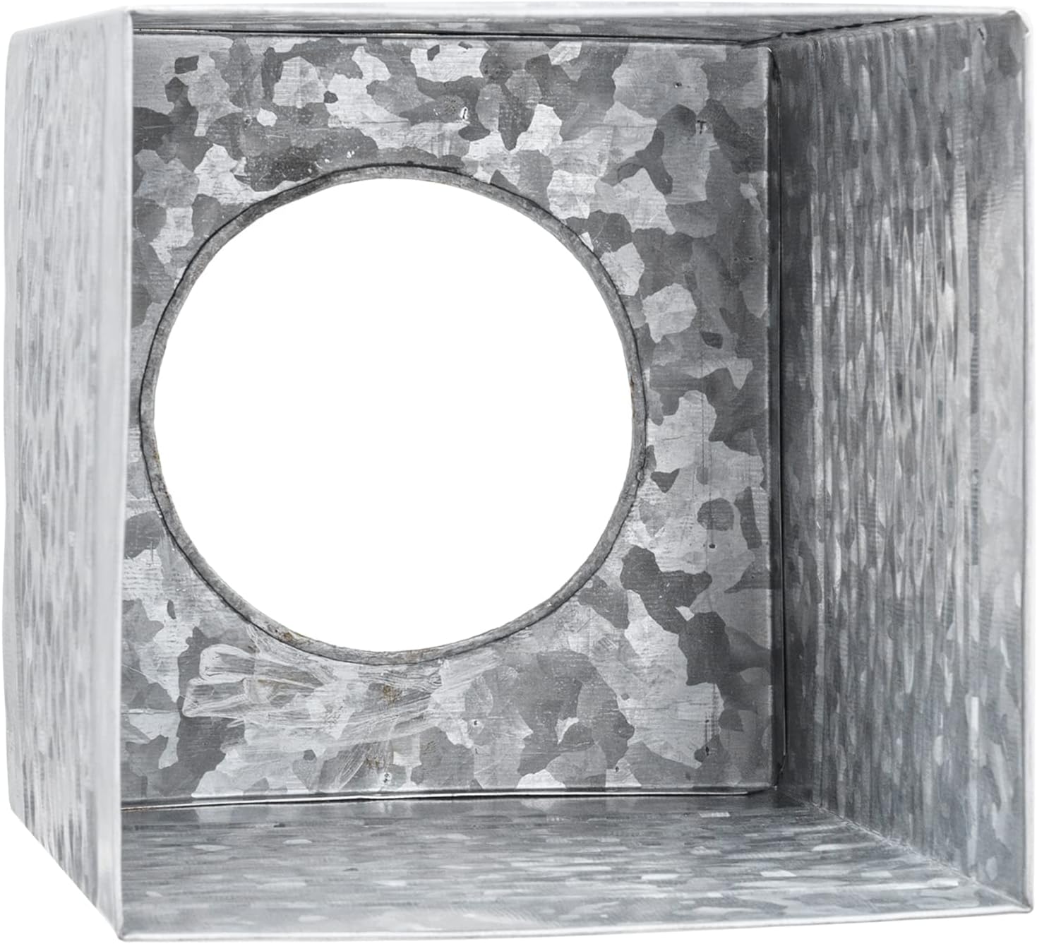 MyGift Rustic Handcrafted Galvanized Metal Tissue Box Cover Holder, Bathroom Square Facial Tissue Holder with Wave Embossed Pattern - Made in India