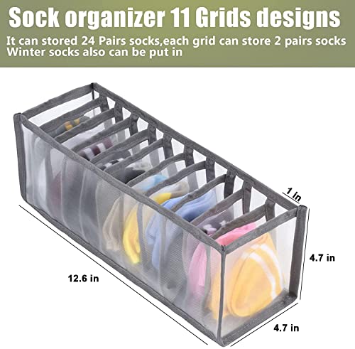 TOOVREN Bra Drawer Organizers, Underwear Wardrobe Organizers Divider, Lingerie Storage Bins, Closet Organizers and Storage Boxes, Foldable Closet Storage Box for Underwear Bra Socks (6 Grids,2 Pack)