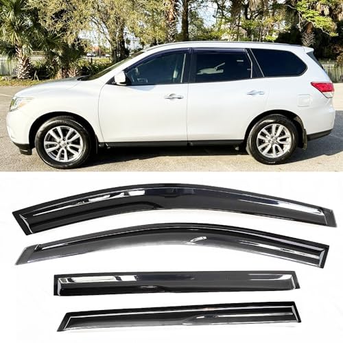 4-pcs Sun Shade Rain Guard Window Visors Vent Deflectors Compatible with 2016-2020 Toyota Tacoma Crew/Double Cab Pickup SUV Truck Accessories Snow Wind Deflector 194768