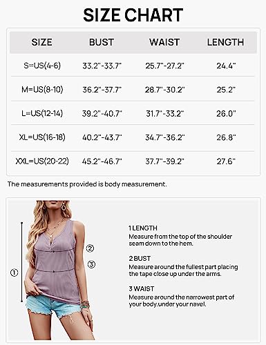 MEROKEETY Women's V Neck Tank Tops Summer Sleeveless Ribbed Button Casual Henley Shirts