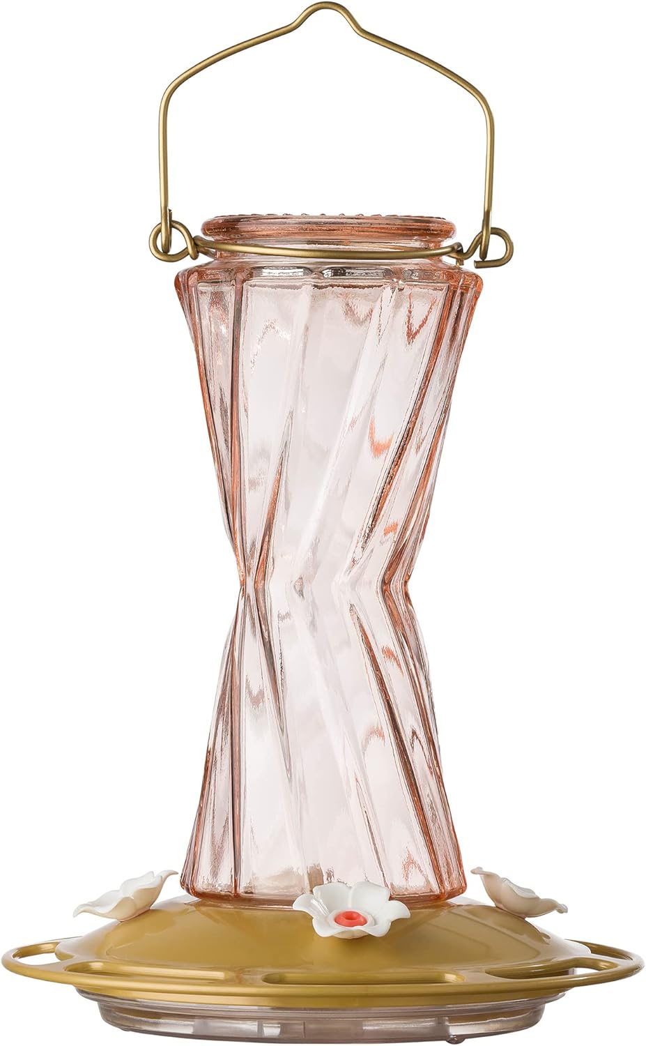 More Birds Bohemian Hummingbird Feeder, Glass Hummingbird Feeders for Outdoors, 4 Feeding Stations, 20 Ounces, Gold