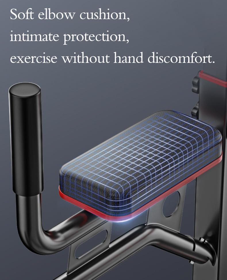 Power Tower Dip Station Pull Up Bar - Multi-Purpose Home Gym Equipment with Adjustable Height and Non-Slip Foot Pads - 330lbs Capacity