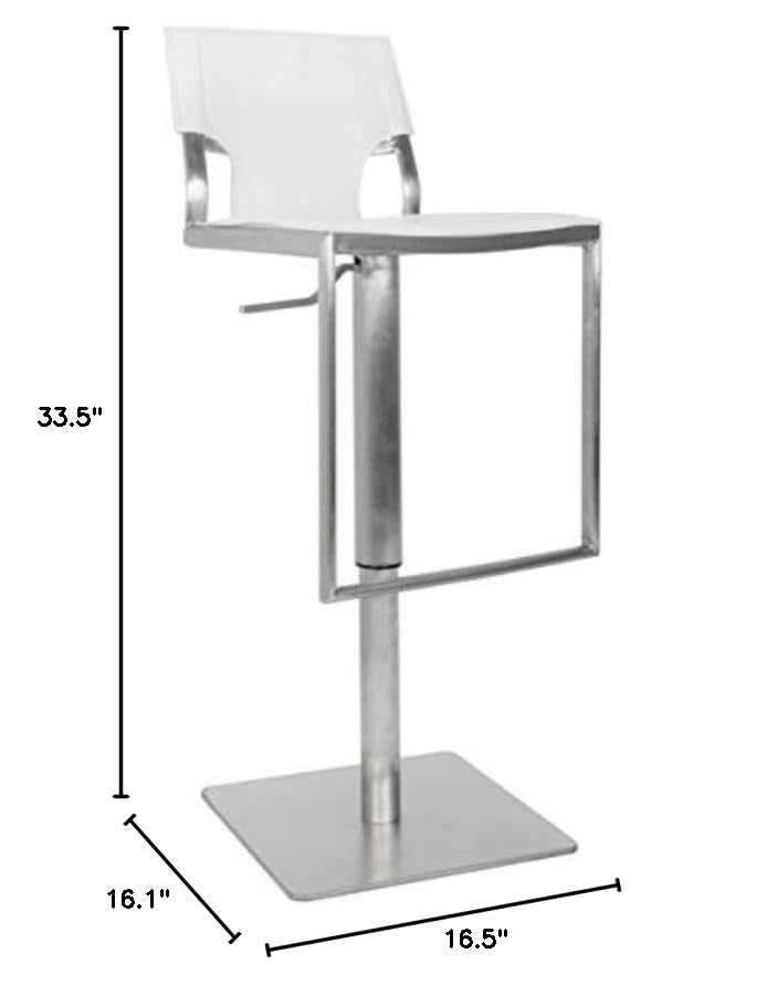 Safavieh Home Collection Armondo Stainless Steel and Black Leather Adjustable Gas Lift 22.4-31.5-inch Bar Stool