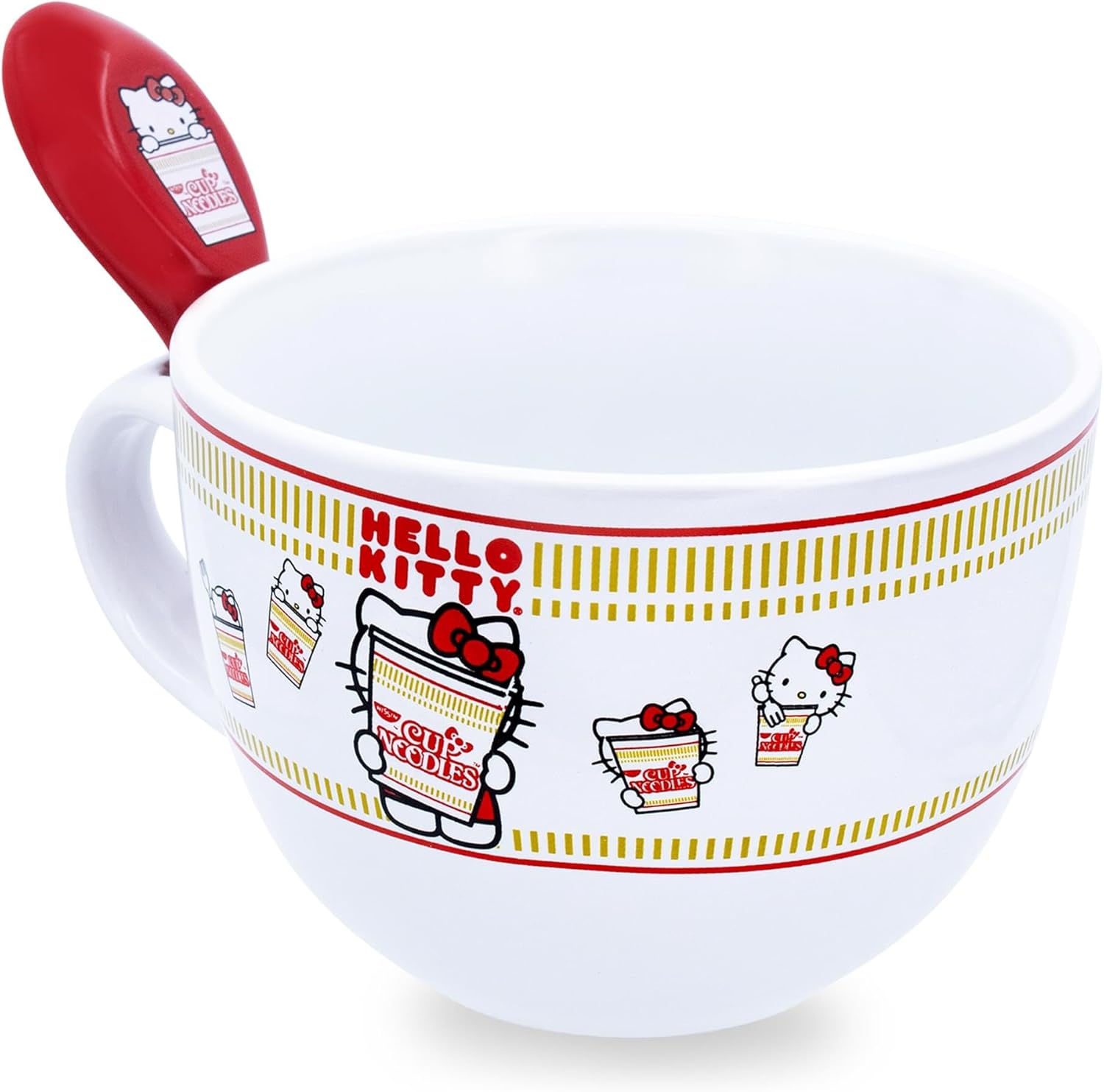 Silver Buffalo Hello Kitty Original More Than Soup Boxed Ceramic Soup Mug with Spoon, 24 Ounces