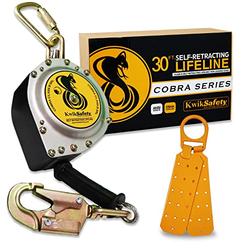 KwikSafety - Charlotte, NC - Cobra 20' Self Retracting Lifeline [NO Tangle Steel Cable] Class B SRL ANSI OSHA Retractable Fall Arrest Construction Roofing PPE Gear