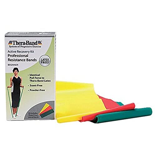 THERABAND Resistance Bands Set, Professional Latex-Free Elastic Band for Upper & Lower Body Exercise, Strength Training, Therapy, Pilates, Rehab, Beginner Pack