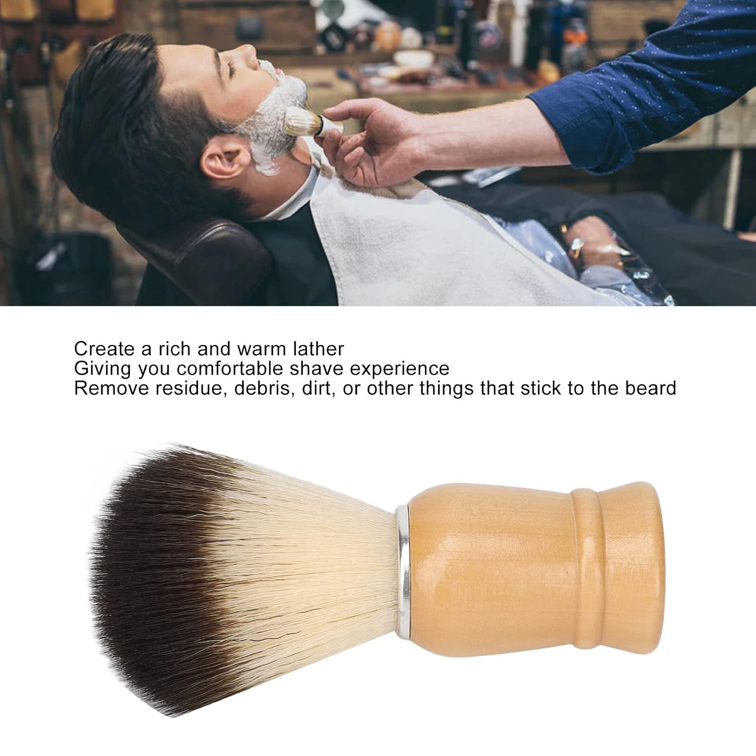 wooden beard comb for men，Men's Bristle Shaving and Beard Brush Set - Perfect for Grooming, Shaving, and Hair Dusting - Naturals Wooden Handle, Portable Design.