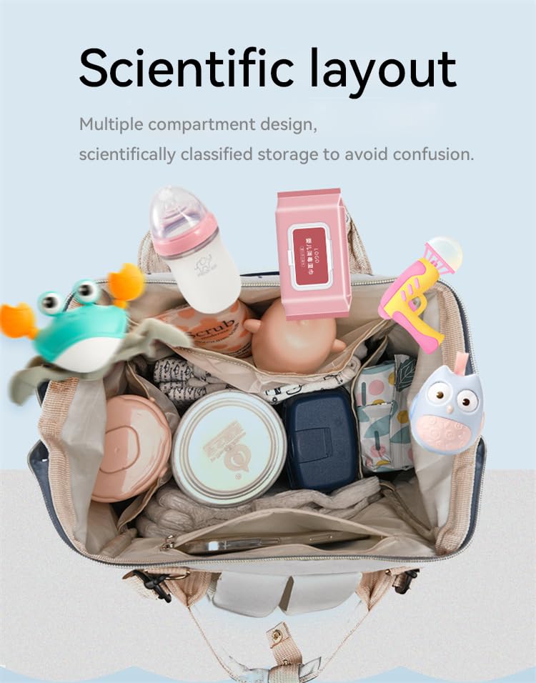 Diaper Bag Backpack, Waterproof Travel Backpack with 3 Insulated Pockets and a Wet Pocket and Stroller Straps (Black)