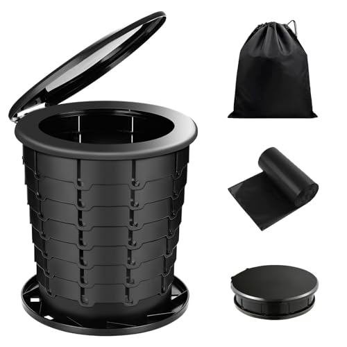 Camping Toilet, Portable Toilet for adults with Adjustable Height - Foldable Travel Toilet Perfect for Outdoor and Indoor Use, Emergency Situations, Traffic Jams, Cars, Tents, Boats