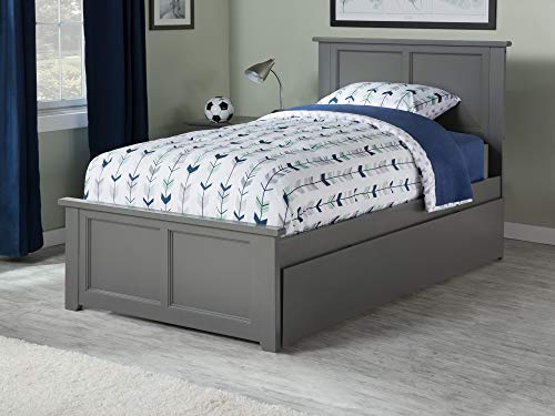 AFI Madison Twin Platform Bed with Matching Footboard and Turbo Charger with Twin Size Urban Trundle in White