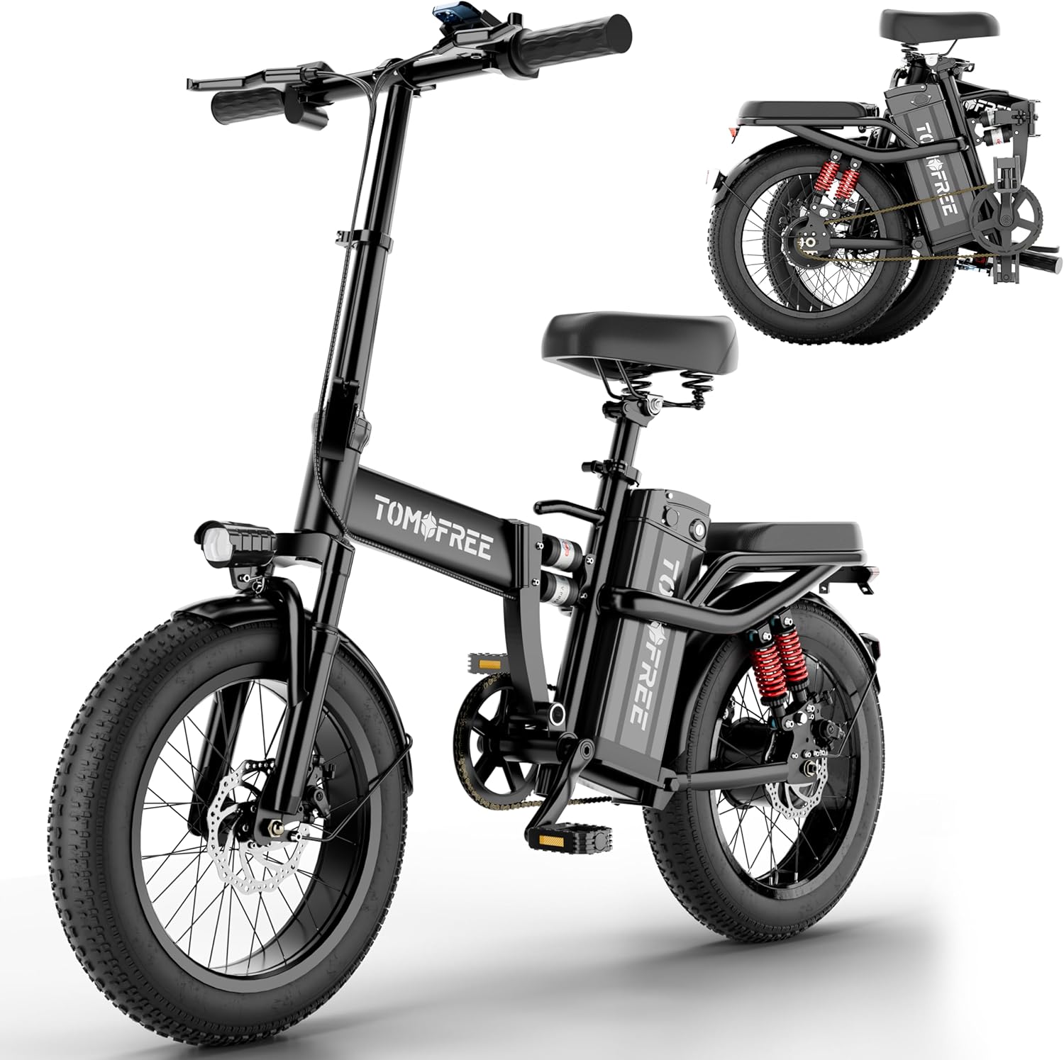 T1 Electric Bike for Adults, 1200W Power Motor 40 Miles 30MPH Top Speed Folding Ebike, 48V 20AH Removable Battery, 16