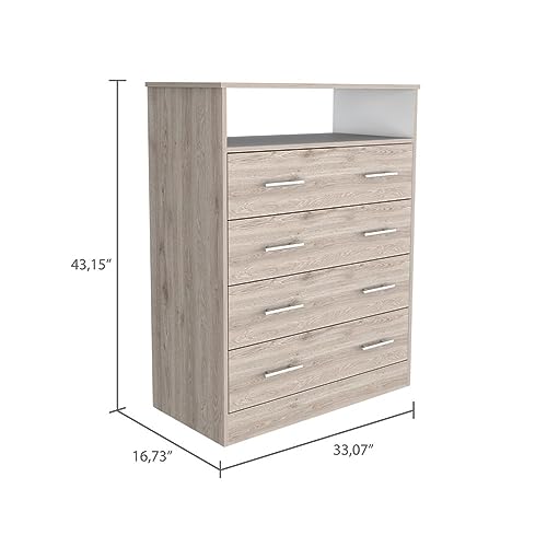 NicBex 4 Drawers Dresser for Bedroom Chest of Drawers Solid Wood Storage Dresser Chest Cabinet with Metal Legs Storage Cabinet for Closet, Bedroom,Living Room,Hallway, Light Oak,47.2