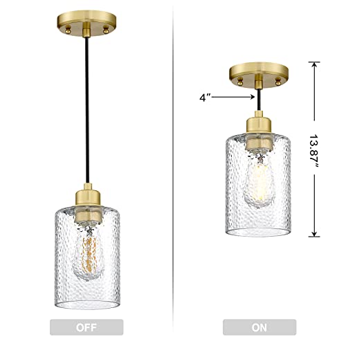 Indoor 3 Pack 1 Light Pendant Ceiling Light Industrial Farmhouse Fixture Water Grain Glass Oil Rubbed Bronze Finish for Bedroom Hallway Dining Room Entryway Kitchen Island Cafe Bar