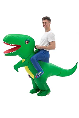 Dinosaur Costume Adult Funny Blow up Halloween Ride on Dino T-Rex Inflatable Costumes