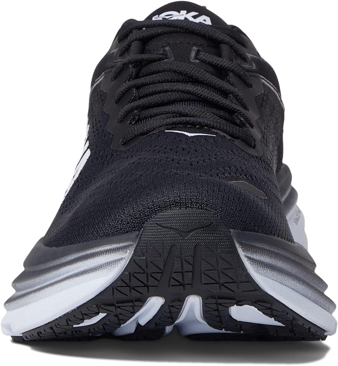Hoka Women's Bondi 8 Sneaker, Black/White, 10 Wide