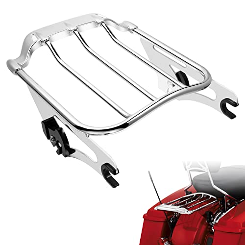 PBYMT Gloss Black Detachable Two up Mounting Luggage Rack Compatible for Harley Touring Street Glide Road King Electra Glide 2009-2024 (Vivid Black)