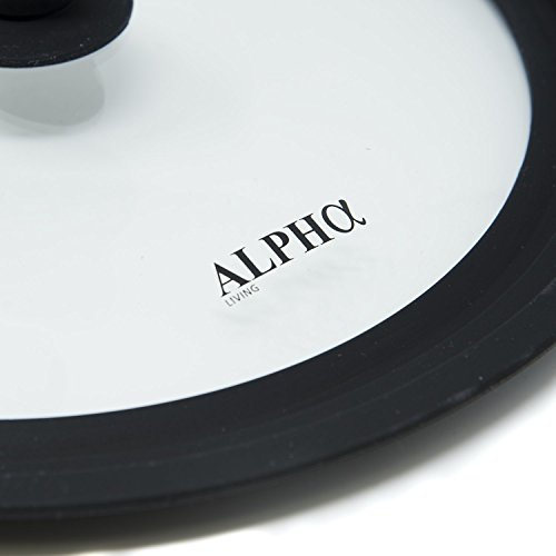 Universal Silicone Cookware Pots and Pans Vented Tempered Glass-Graduated Lid with Easy Grip Fits 9.5